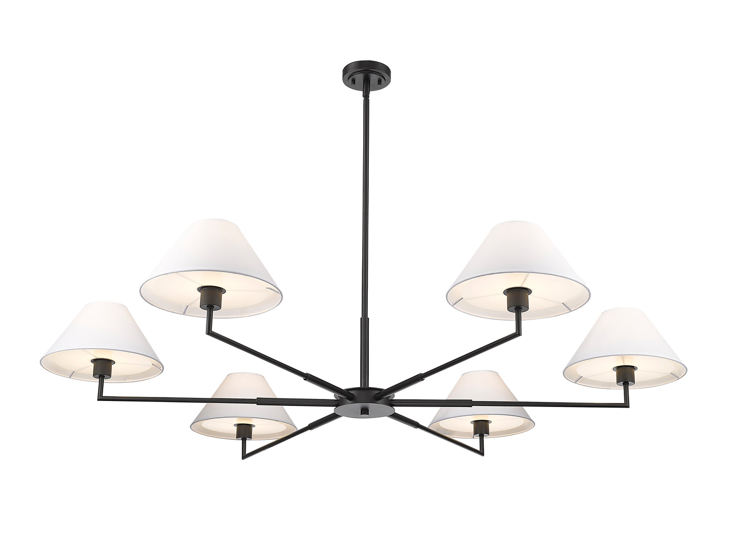 744-63R-MB - Leila 6 Light 63" Chandelier - Matte Black