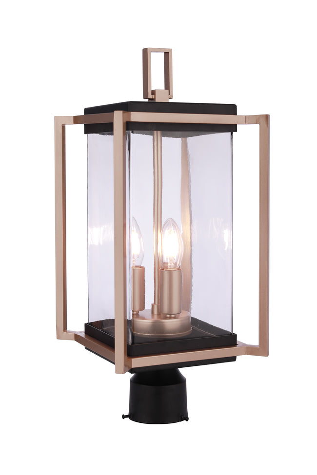 ZA6515-MNSB - Metalwork 3 Light 20" High Outdoor Post - Midnight / Satin Brass
