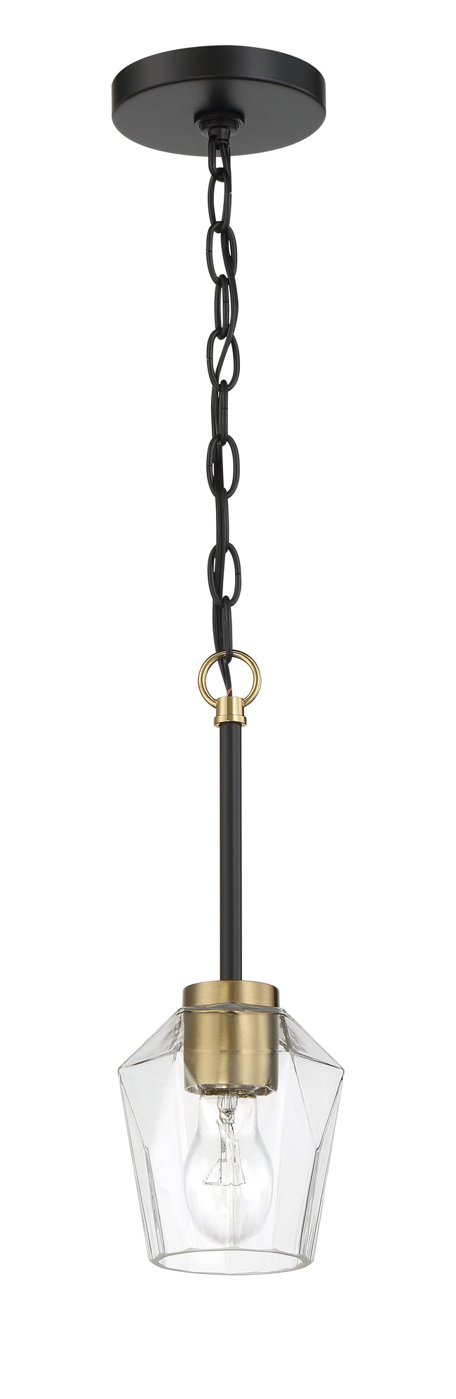 56991-FBSB - Avante Grand 1 Light 5" Wide Mini Pendant - Flat Black / Satin Brass