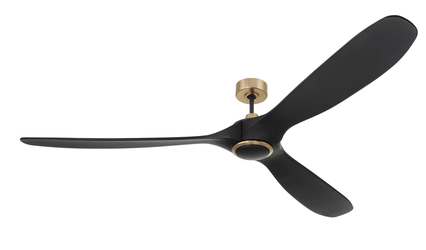 EVY72FBSB3-NWF - Envy 72" Ceiling Fan no Wifi 72" 3 Blade Ceiling Fan with Light Kit - Flat Black / Satin Brass