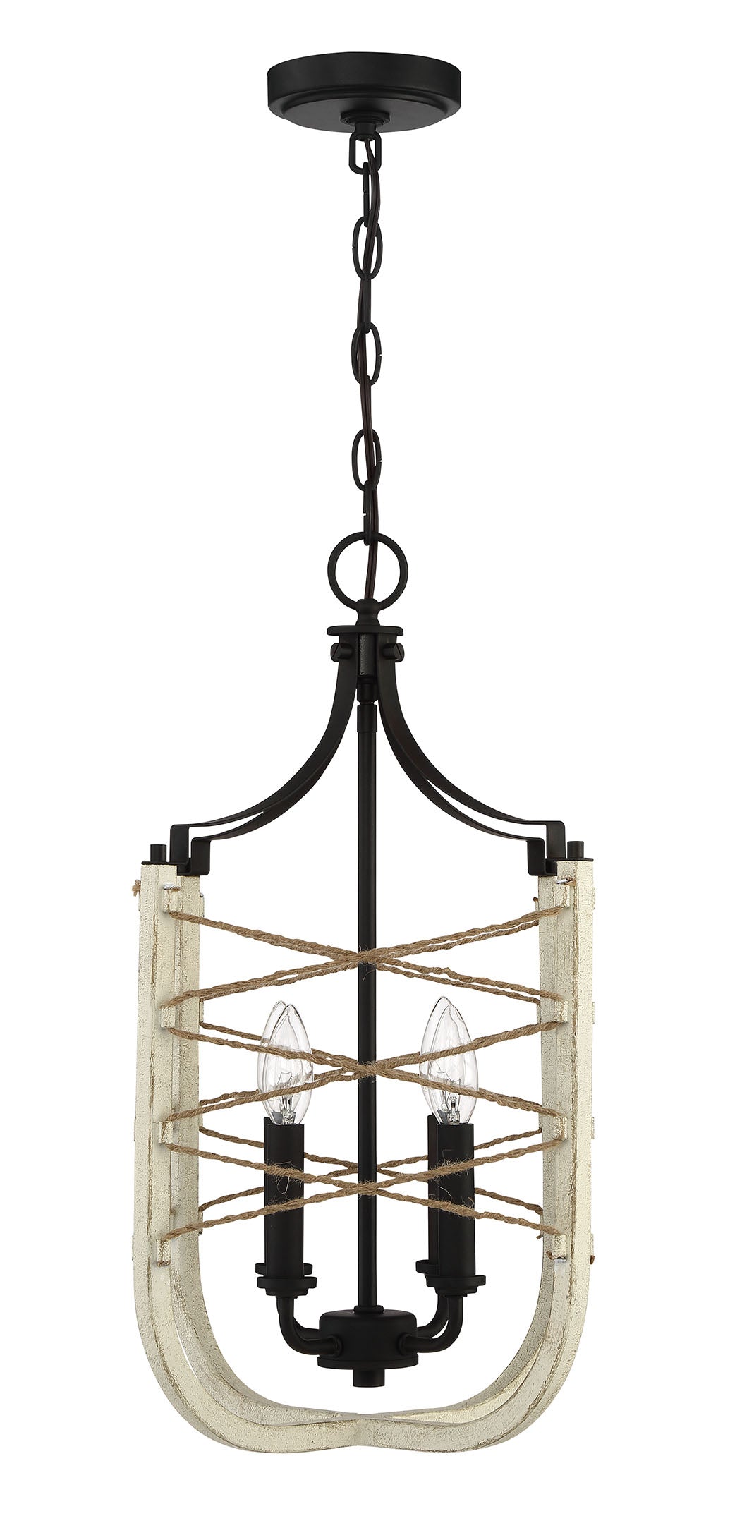 52334-CWESP - Cavendish 4 Light 14" Wide Foyer Light - Cottage White / Espresso