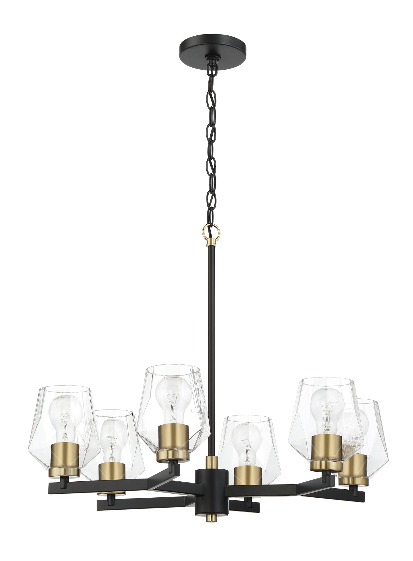 56926-FBSB - Avante Grand 6 Light 23" Wide Chandelier - Flat Black / Satin Brass