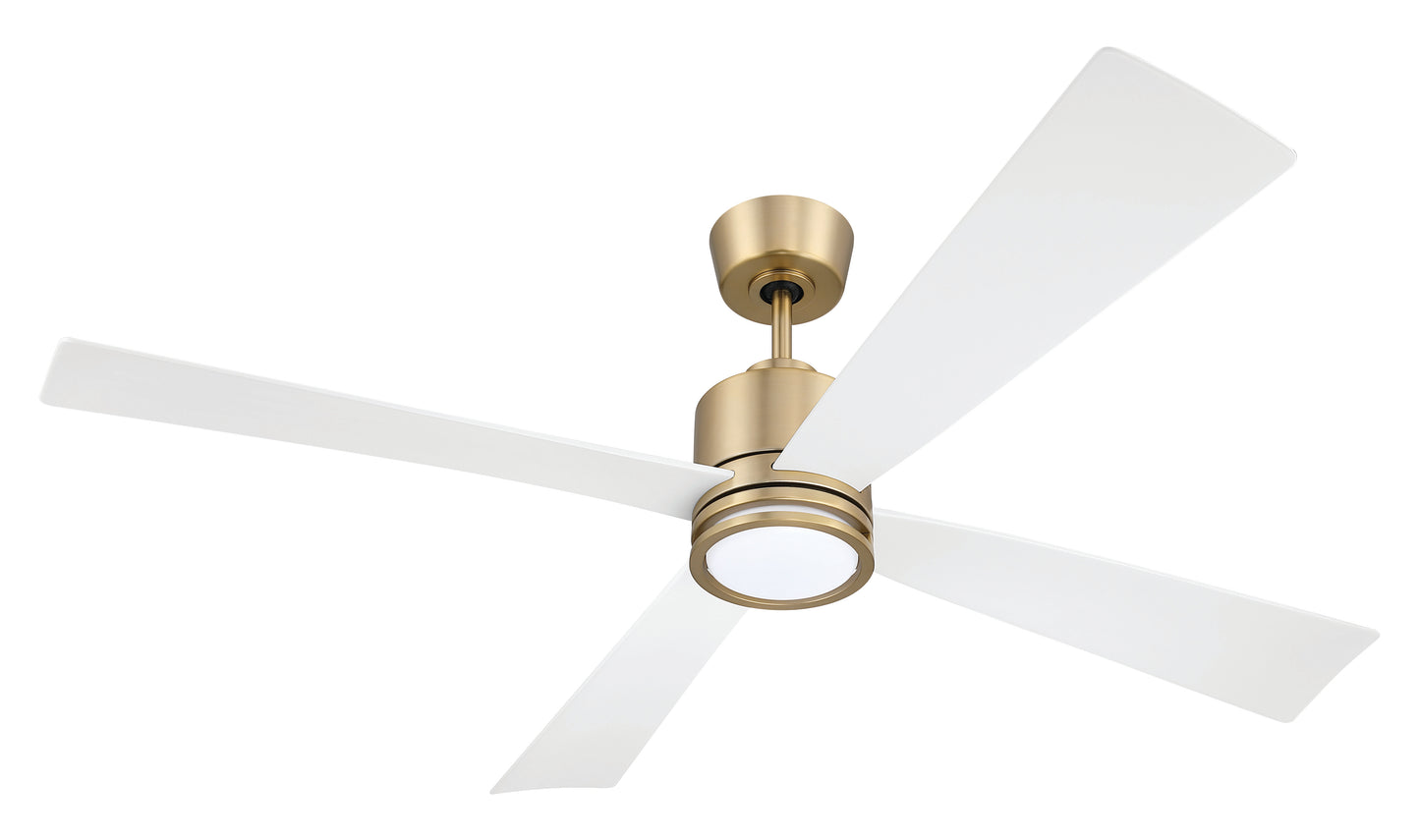 RHT52SB4 - Rhett 52" 4-Blade Indoor/Outdoor Ceiling Fan Damp Rated 52" 4 Blade Indoor Outdoor Ceiling Fan with Light Kit - Satin Brass