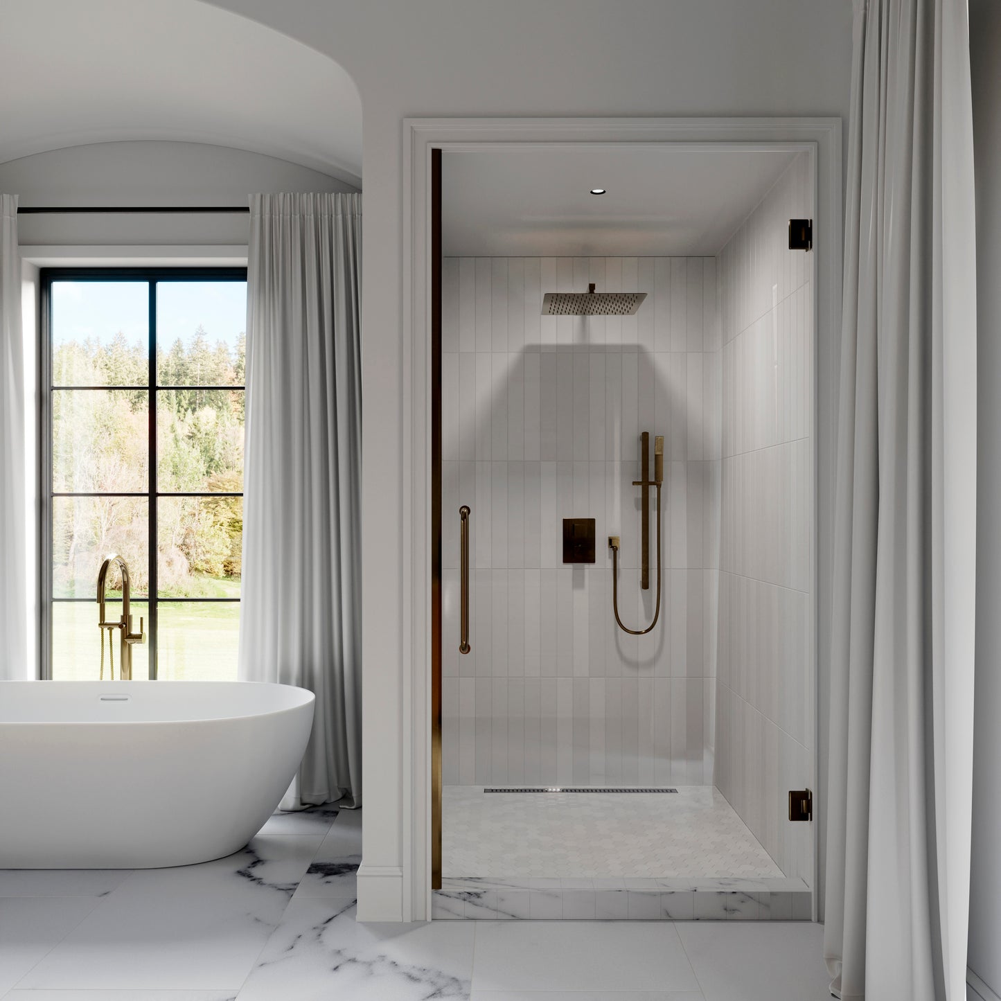 CBY-SHS-T2-CB - Autograph Edition Crystal Bay Thermostatic Shower System in Champagne Bronze