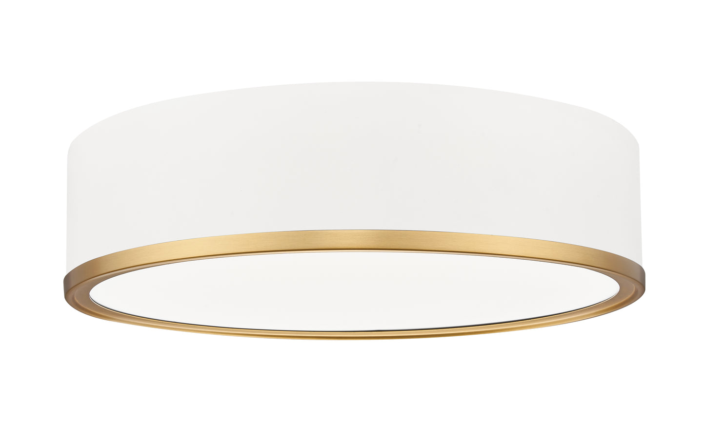 1018F16-MW-MGLD-LED - Bradley 1 Light Flush 16" Mount - Matte White / Modern Gold