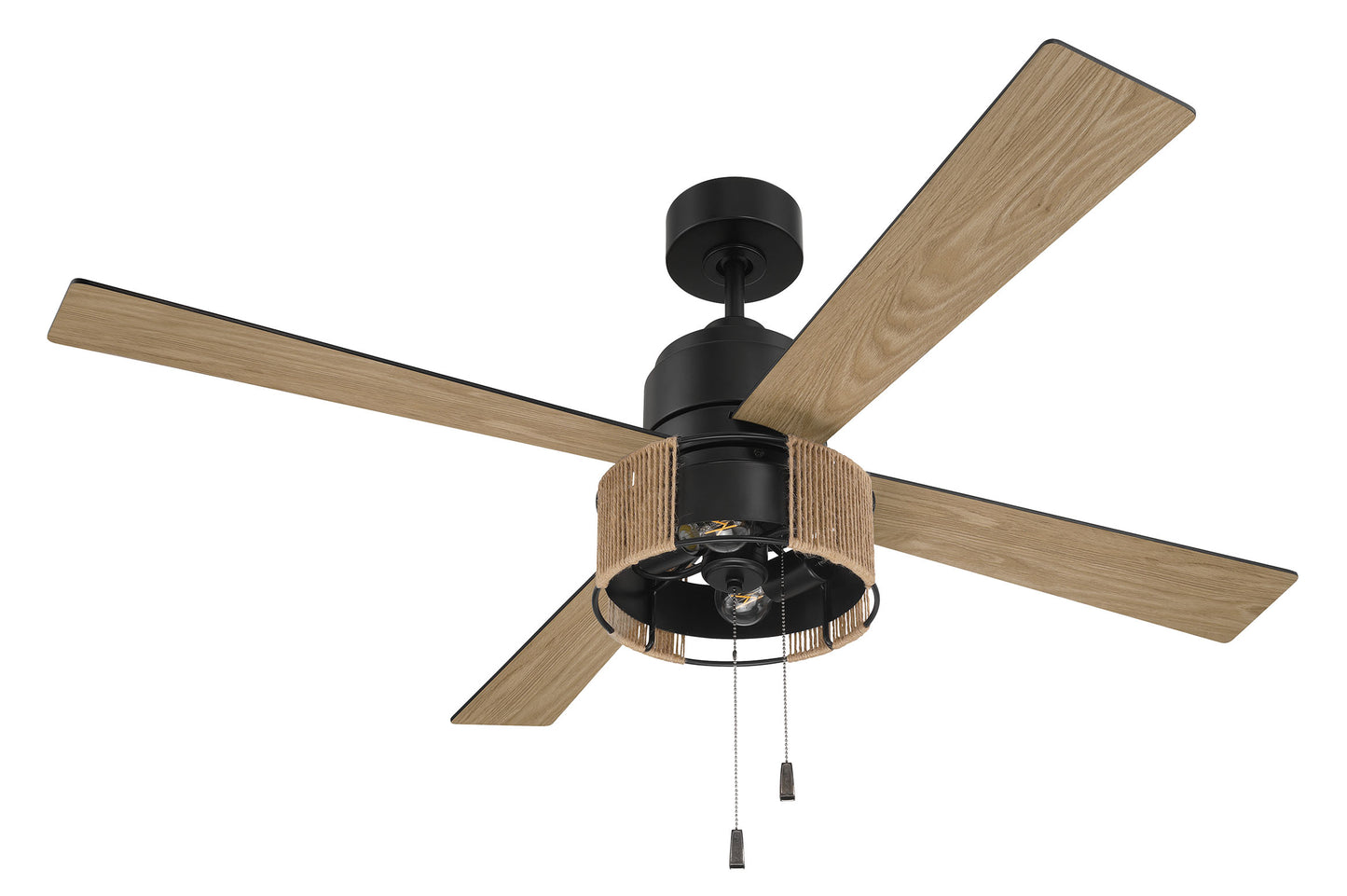 KNS52FB4 - Kensey 52" 4 Blade Ceiling Fan with Light Kit - Flat Black