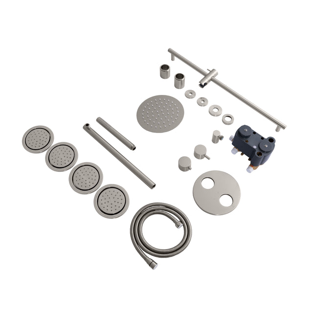 EMBY-SHS-T3-BN - Emerald Bay Thermostatic Shower System with Body Jets in Brushed Nickel