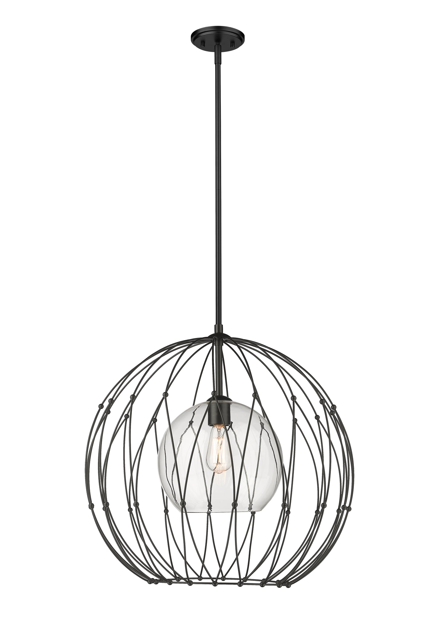 1940P24-MB - Elle 1 Light 24" Pendant - Matte Black