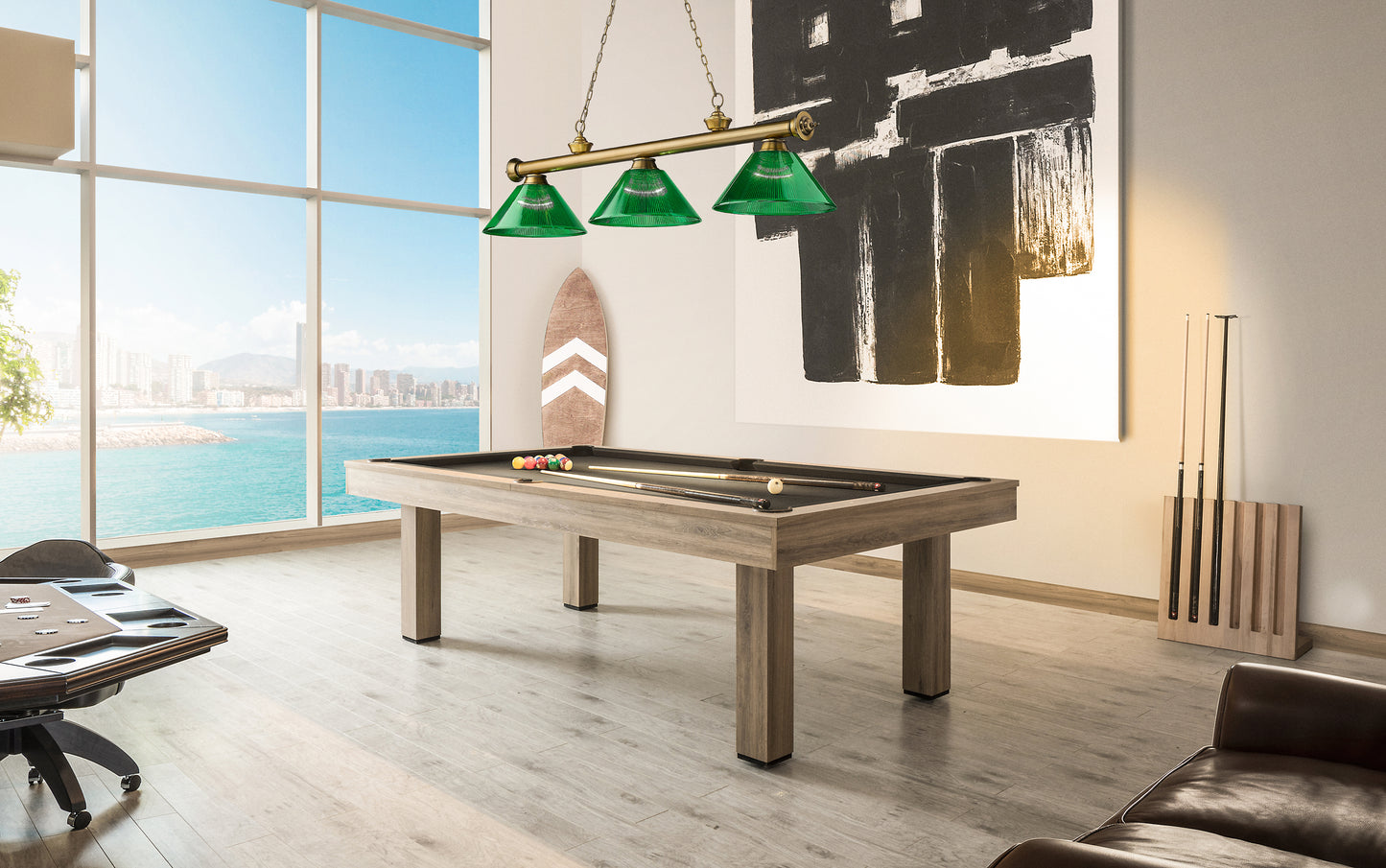 2306-3RB-ARG - Cordon 3 Light 57" Billiard - Rubbed Brass