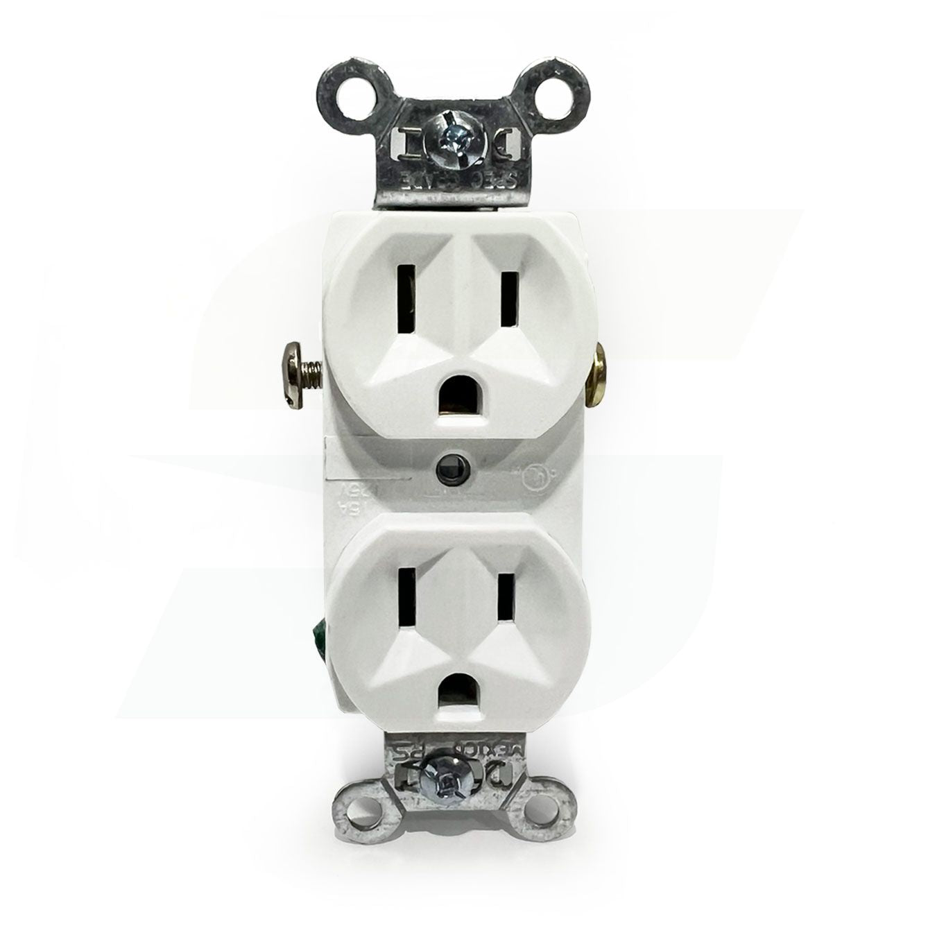 CR15-W - 15 Amp Duplex Receptacle/Outlet, Commercial Grade, Self-Grounding