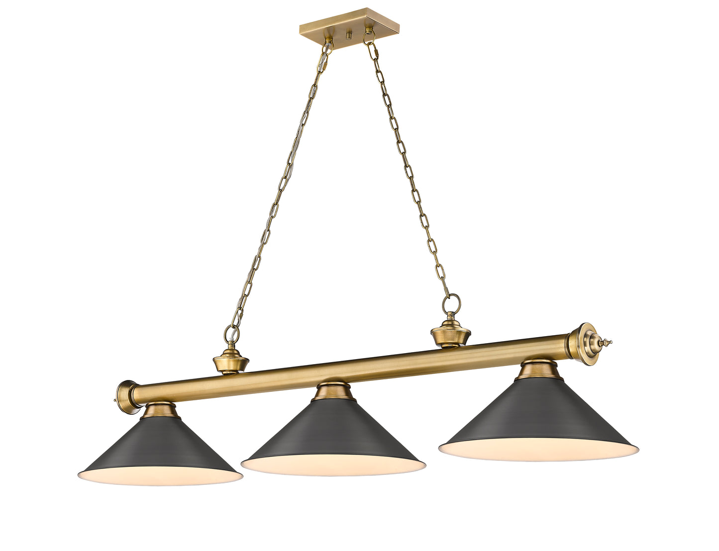 2306-3RB-BRZ15 - Cordon 3 Light 57" Billiard - Rubbed Brass