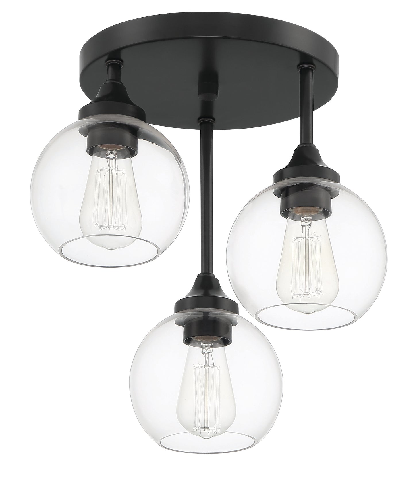 56253-FB - Glenda 3 Light 14.25" Wide Semi Flush Mount - Flat Black