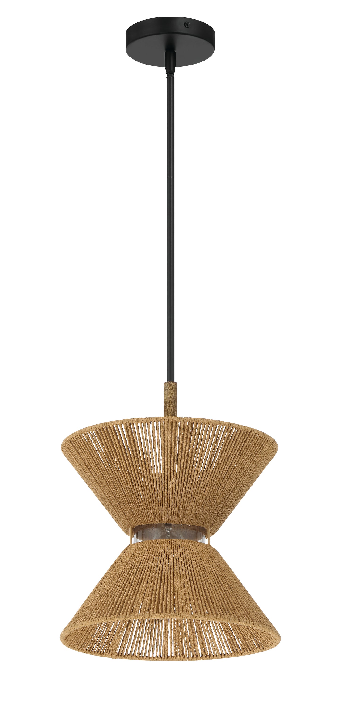 58591-FBWAL - Serena 1 Light 12.13" Wide Pendant - Flat Black / Walnut