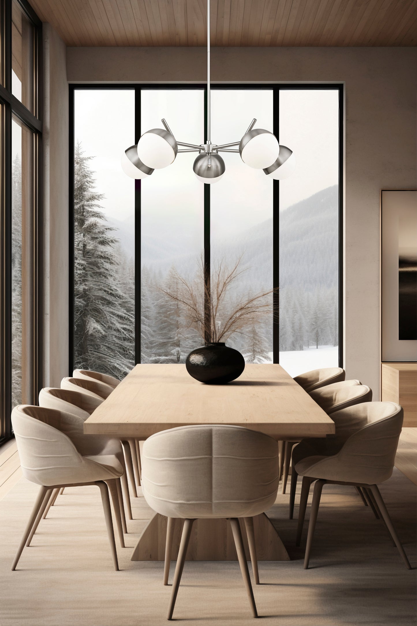 7517-5BN - Realm Sphere 5 Light 32" Chandelier - Brushed Nickel