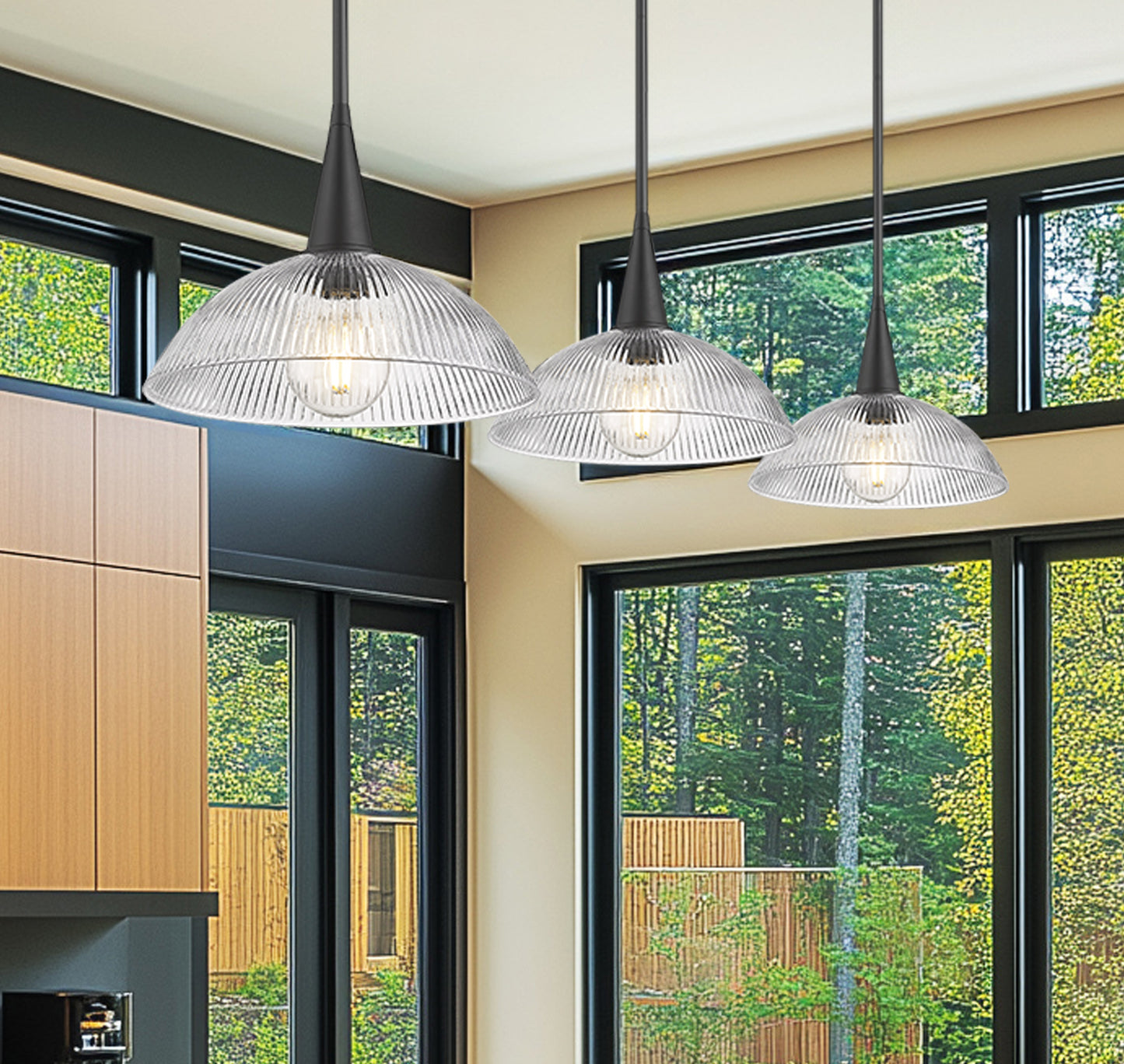 3051P12-3L-MB - Lunelle 3 Light Linear 52" Chandelier - Matte Black