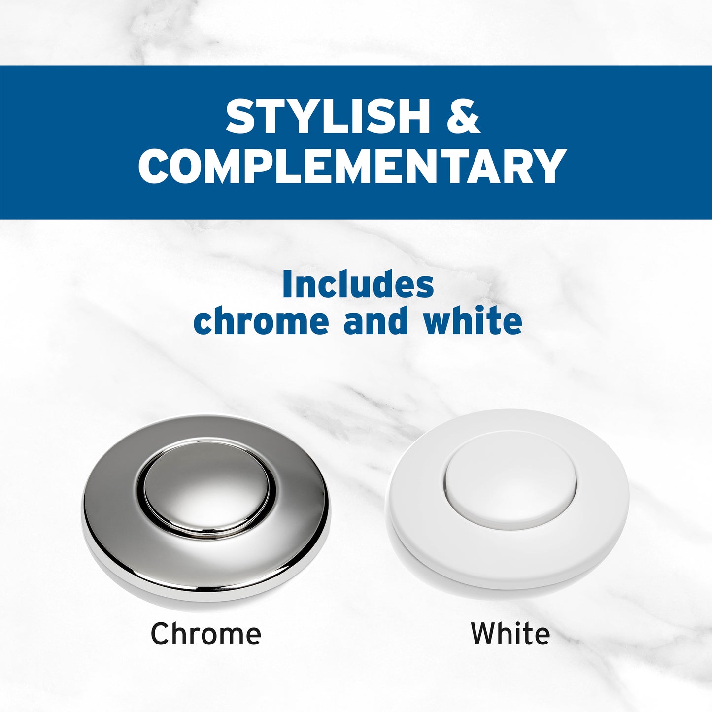 76696 - SinkTop Switch - Dual Outlet with Chrome and White Buttons