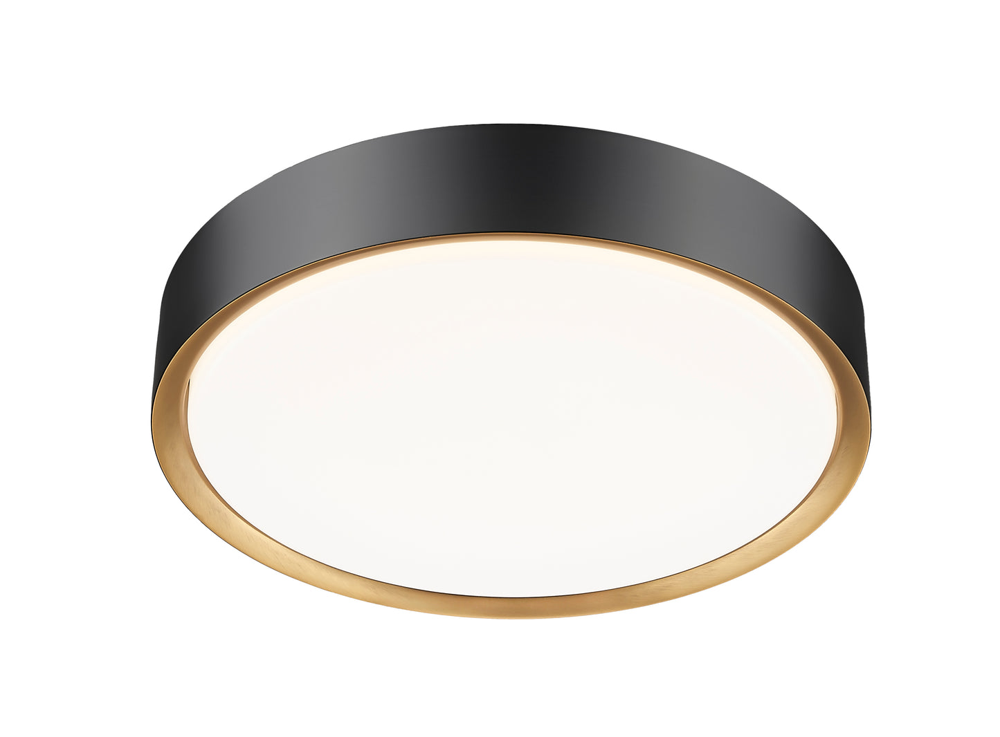 1014F16-MB-MGLD-LED - Kawan 1 Light Flush 16" Mount - Matte Black / Modern Gold