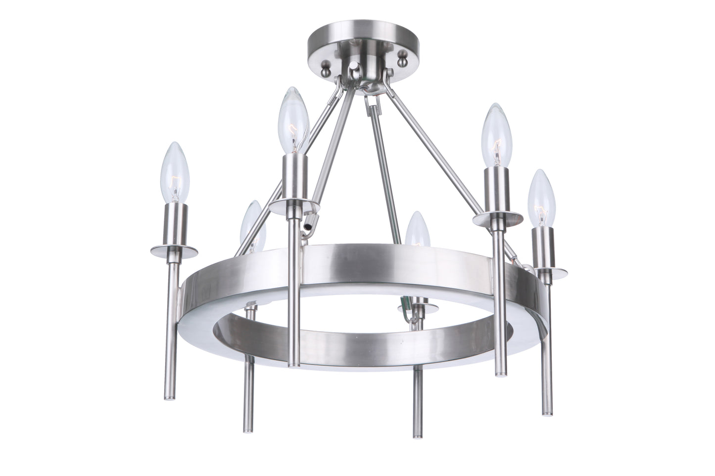 54356-BNK - Larrson 6 Light 18" Wide Semi Flush Mount - Brushed Nickel