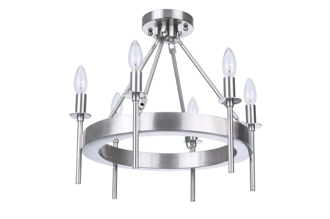 54356-BNK - Larrson 6 Light 18" Wide Semi Flush Mount - Brushed Nickel