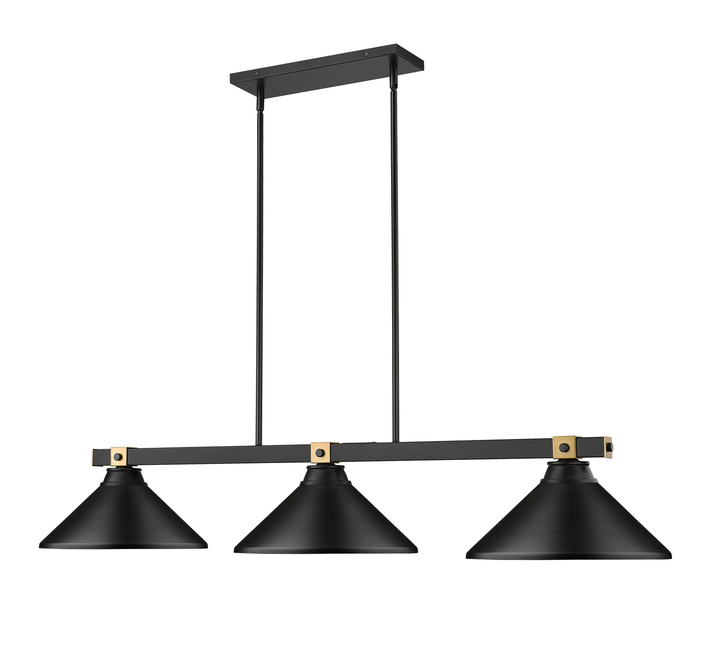 1955-3MB-RB-MMB - Bronte 3 Light 53" Billiard - Matte Black / Rubbed Brass