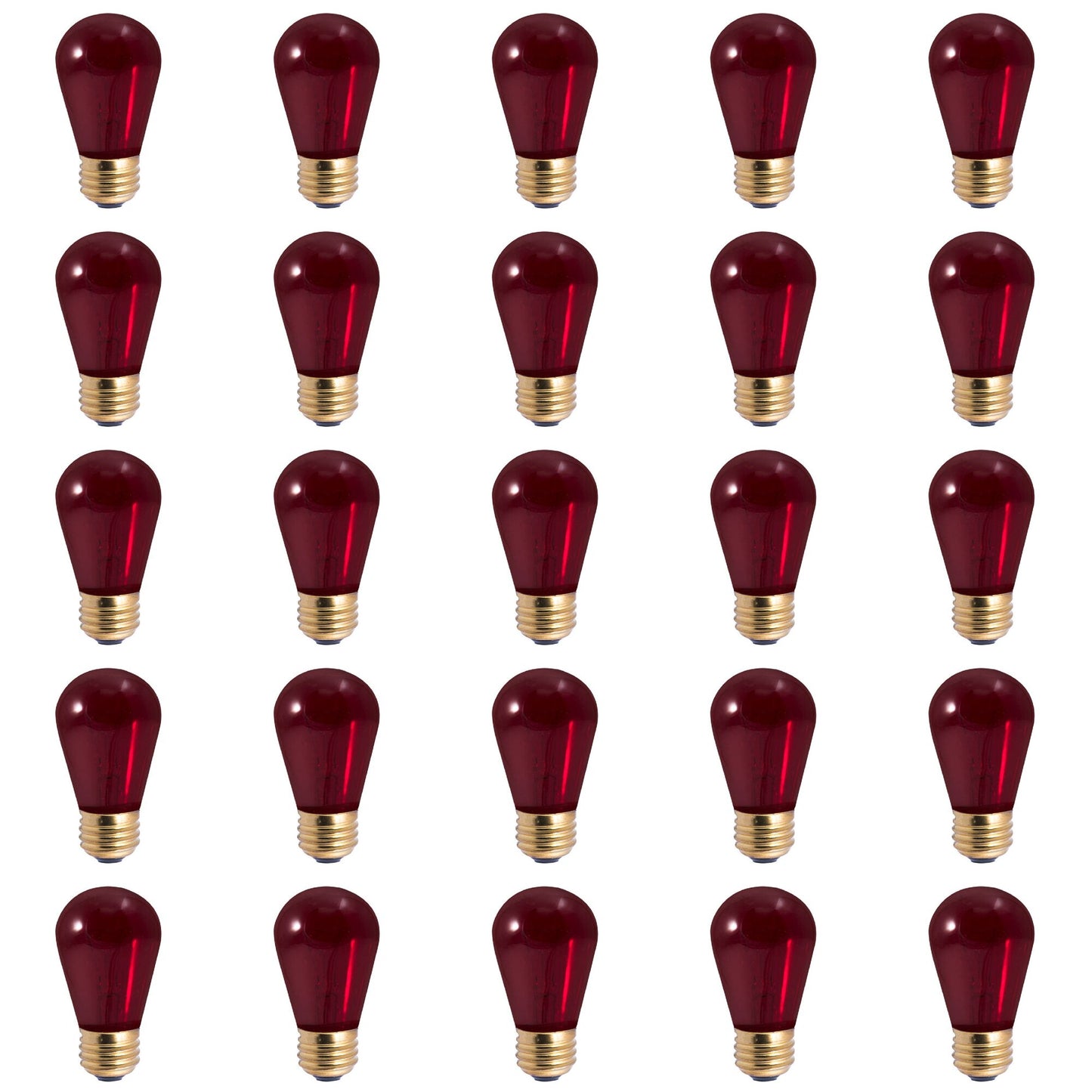 701711 - Dimmable Transparent Red S14 Incandescent Light Bulb - 11 Watt - 25 Pack