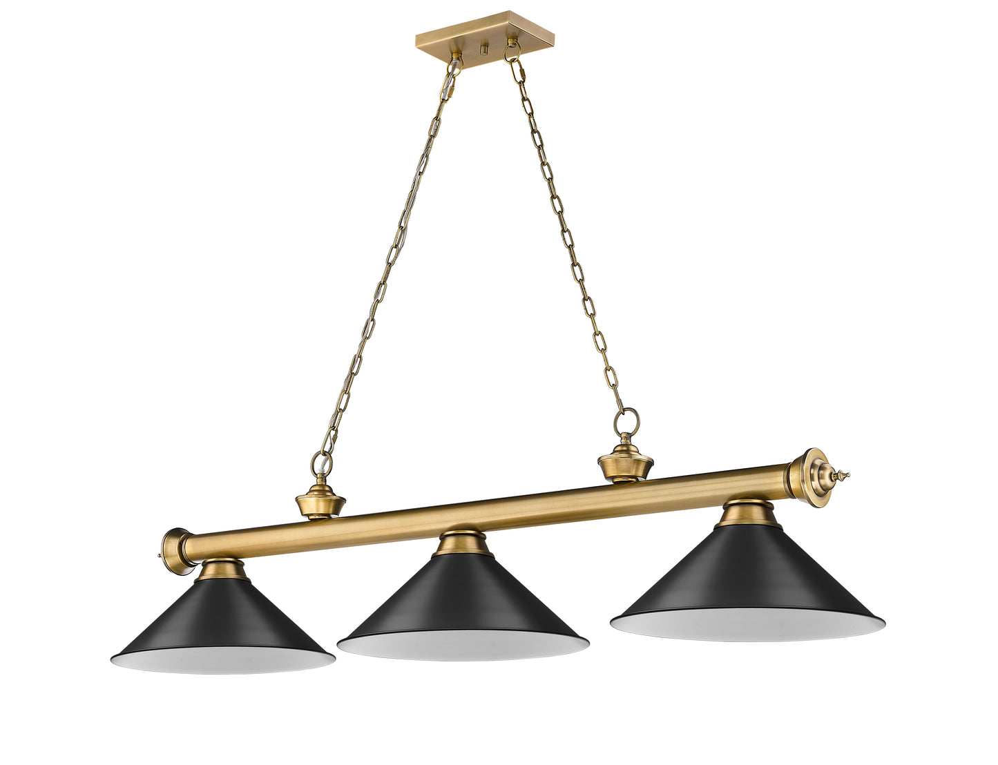 2306-3RB-MB15 - Cordon 3 Light 57" Billiard - Rubbed Brass
