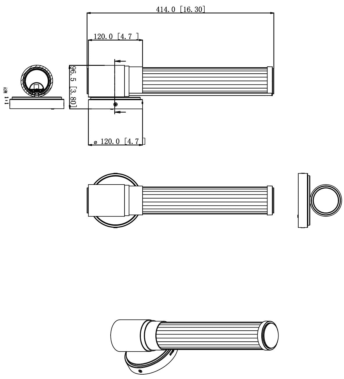 1020-1S-BN-LED - Warwick 1 Light Wall 16" Sconce - Brushed Nickel