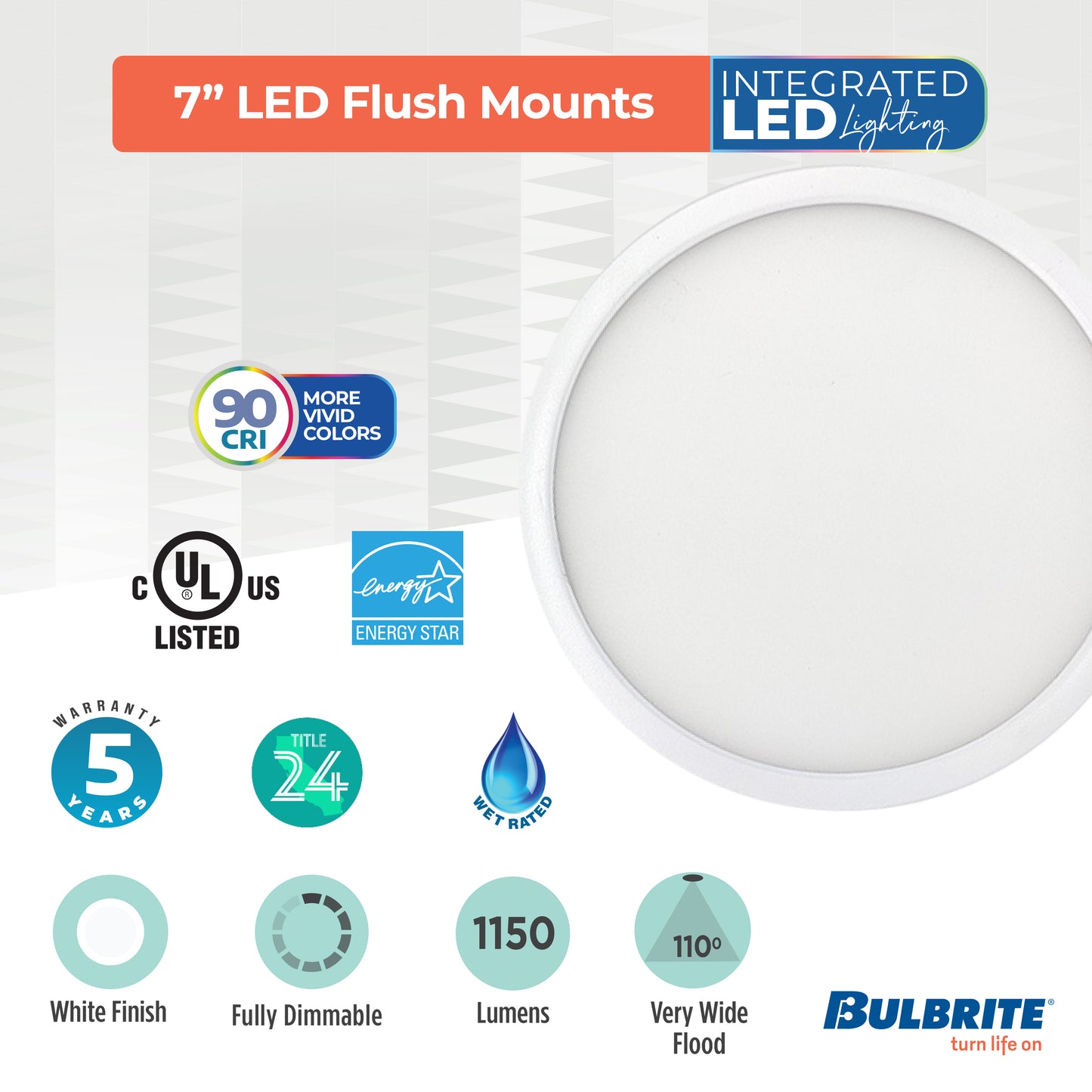 773607 - 7" Flush Mount LED Ceiling Light - 10.3 Watt - Adjustable CCT - White