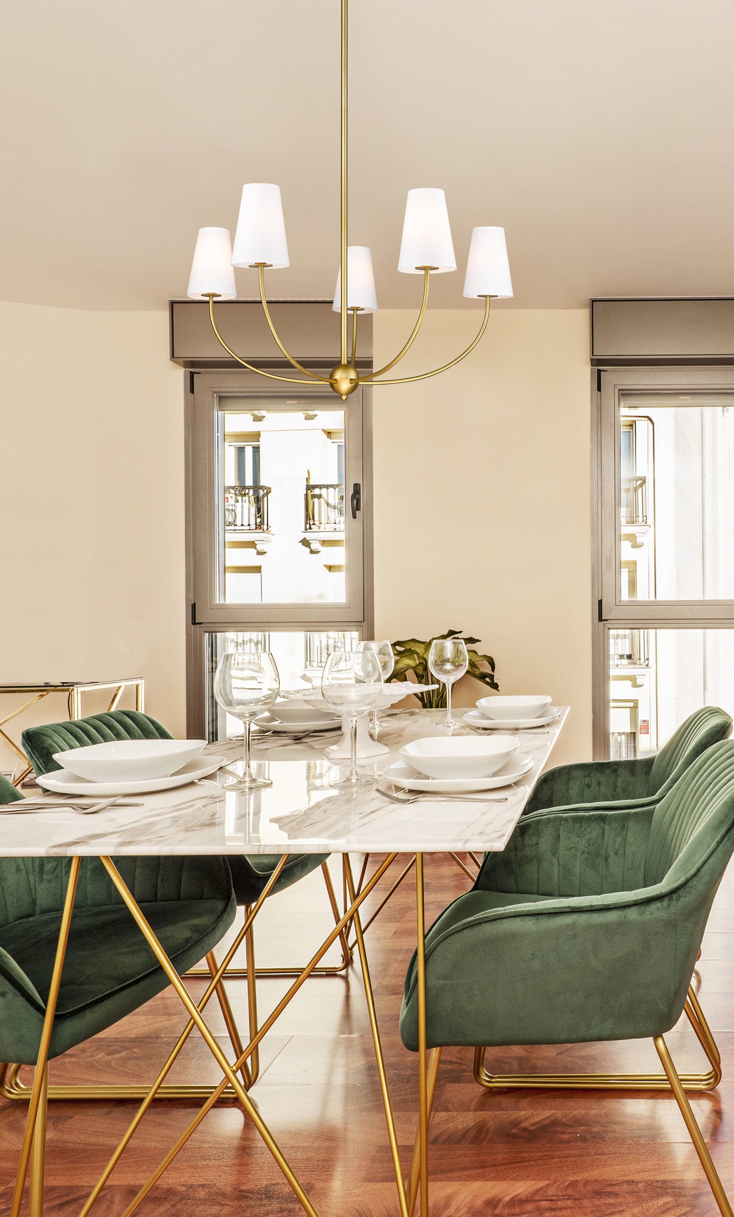 3040-32RB - Shannon 5 Light 32" Chandelier - Rubbed Brass