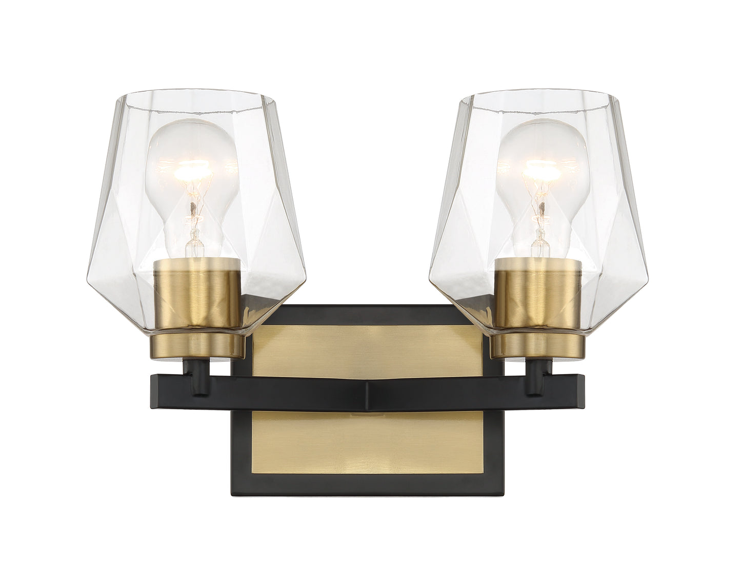 56902-FBSB - Avante Grand 2 Light 12.63" Wide Vanity Light - Flat Black / Satin Brass