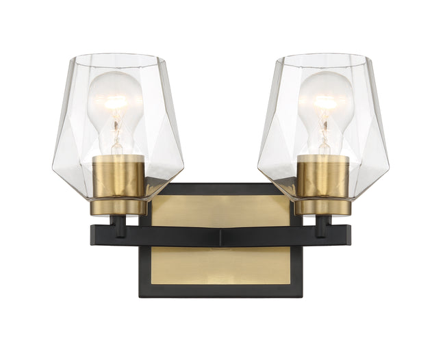 56902-FBSB - Avante Grand 2 Light 12.63" Wide Vanity Light - Flat Black / Satin Brass