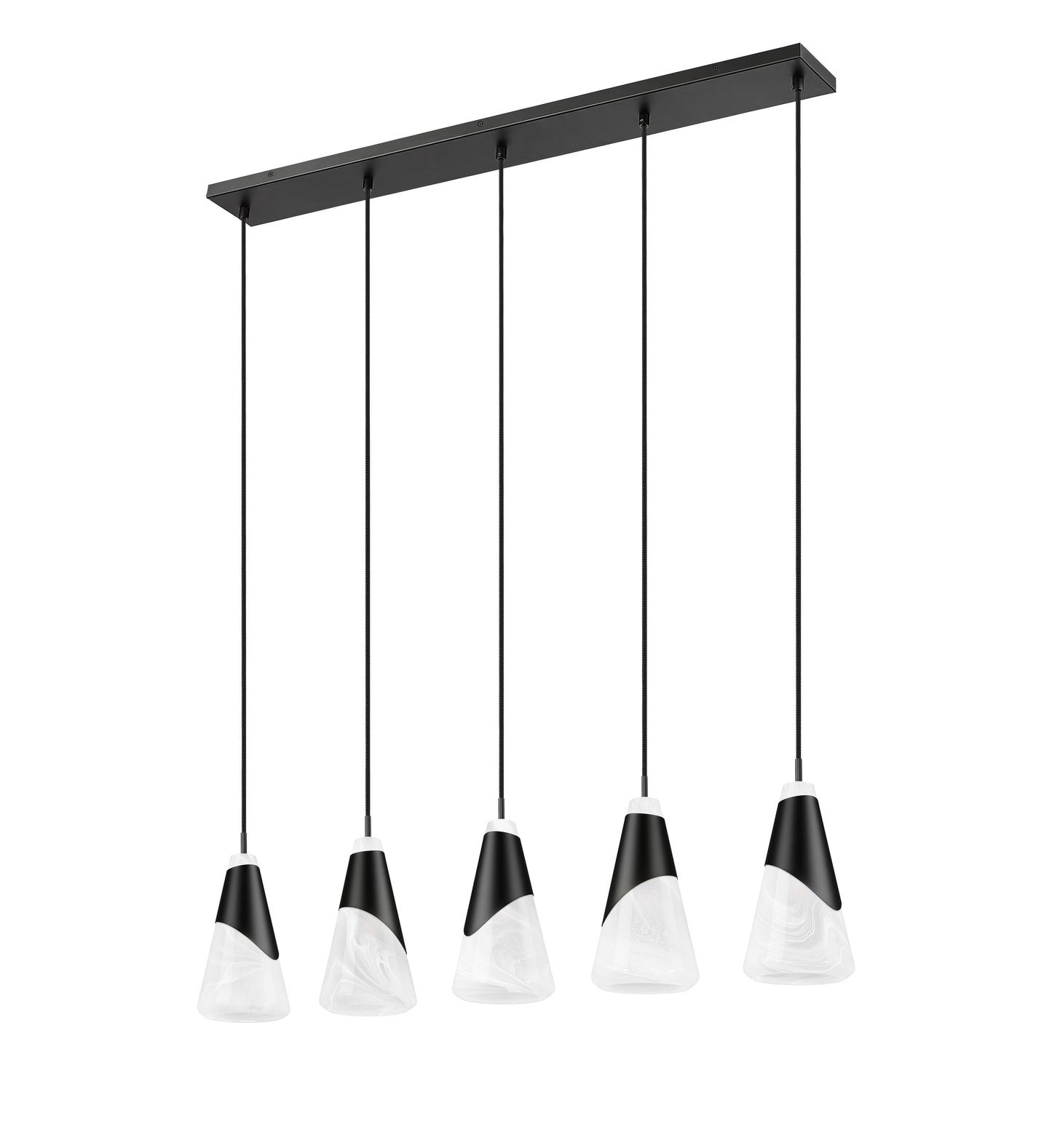 828P6-5L-MB - Aimie 5 Light Linear 42" Chandelier - Matte Black