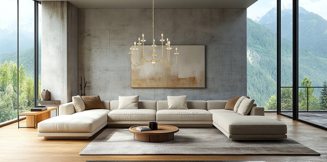352-10MGLD - Allistair 10 Light 42" Chandelier - Modern Gold