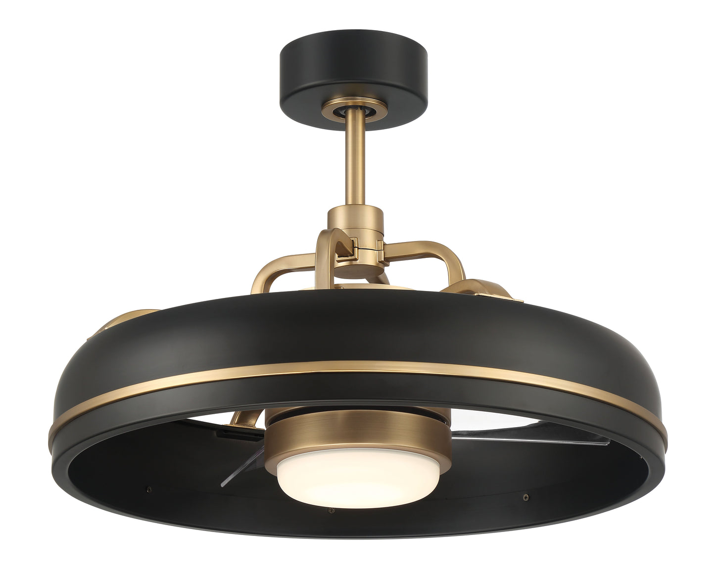 TYL24FBSB3-NWF - Taylor 18" Fandelier no Wifi 20" 3 Blade Indoor Outdoor Ceiling Fan with Light Kit - Flat Black / Satin Brass