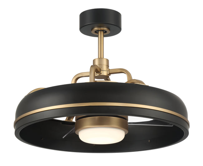 TYL24FBSB3-NWF - Taylor 18" Fandelier no Wifi 20" 3 Blade Indoor Outdoor Ceiling Fan with Light Kit - Flat Black / Satin Brass