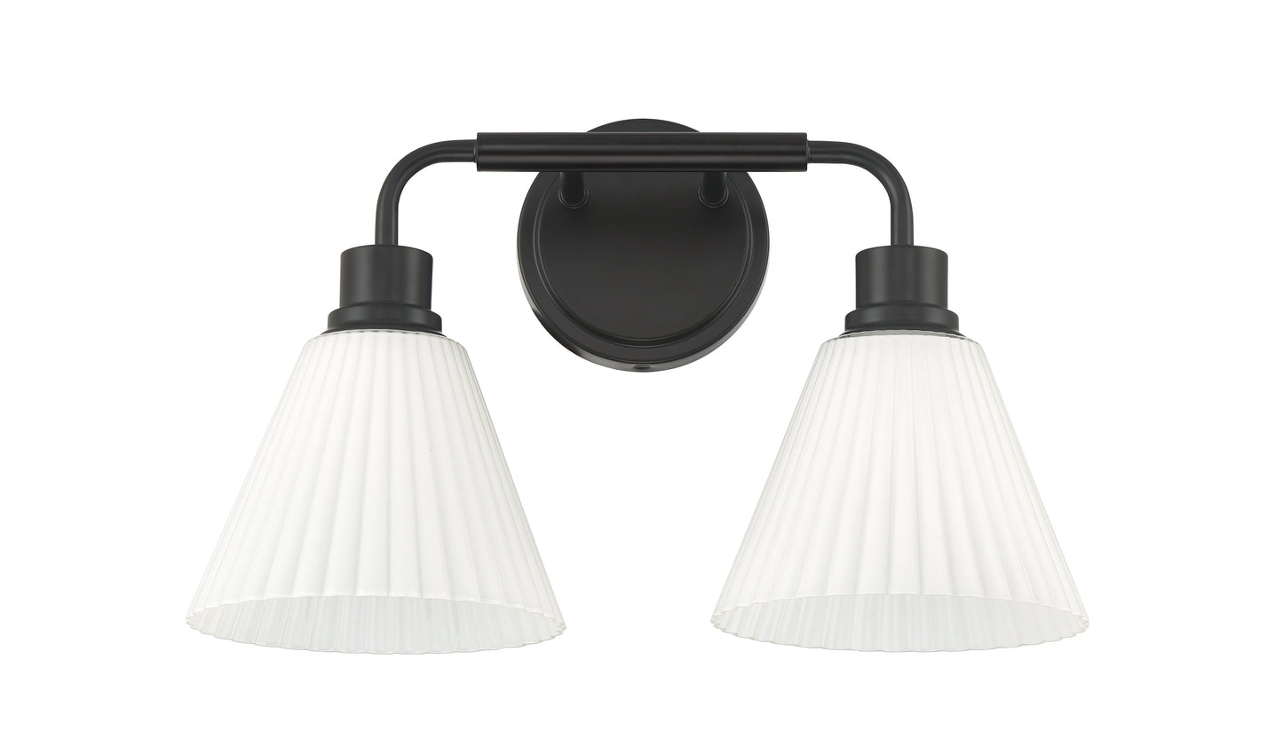 62302-FB - Pleated II 2 Light 17" Wide Vanity Light - Flat Black