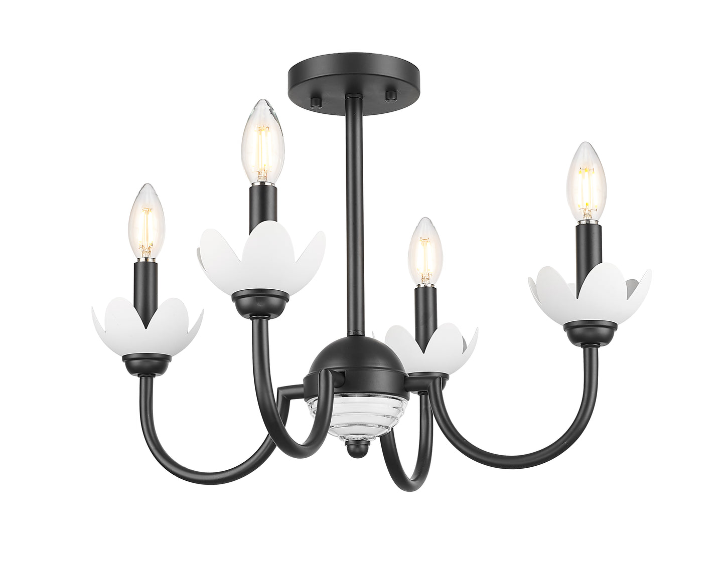 352-4SF-MB - Allistair 4 Light Semi Flush 20" Mount - Matte Black