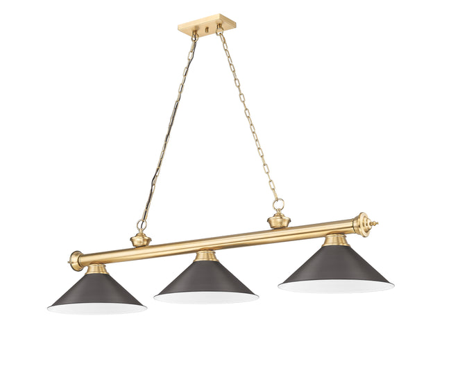 2306-3HBR-BRZ15 - Cordon 3 Light 57" Billiard - Heritage Brass