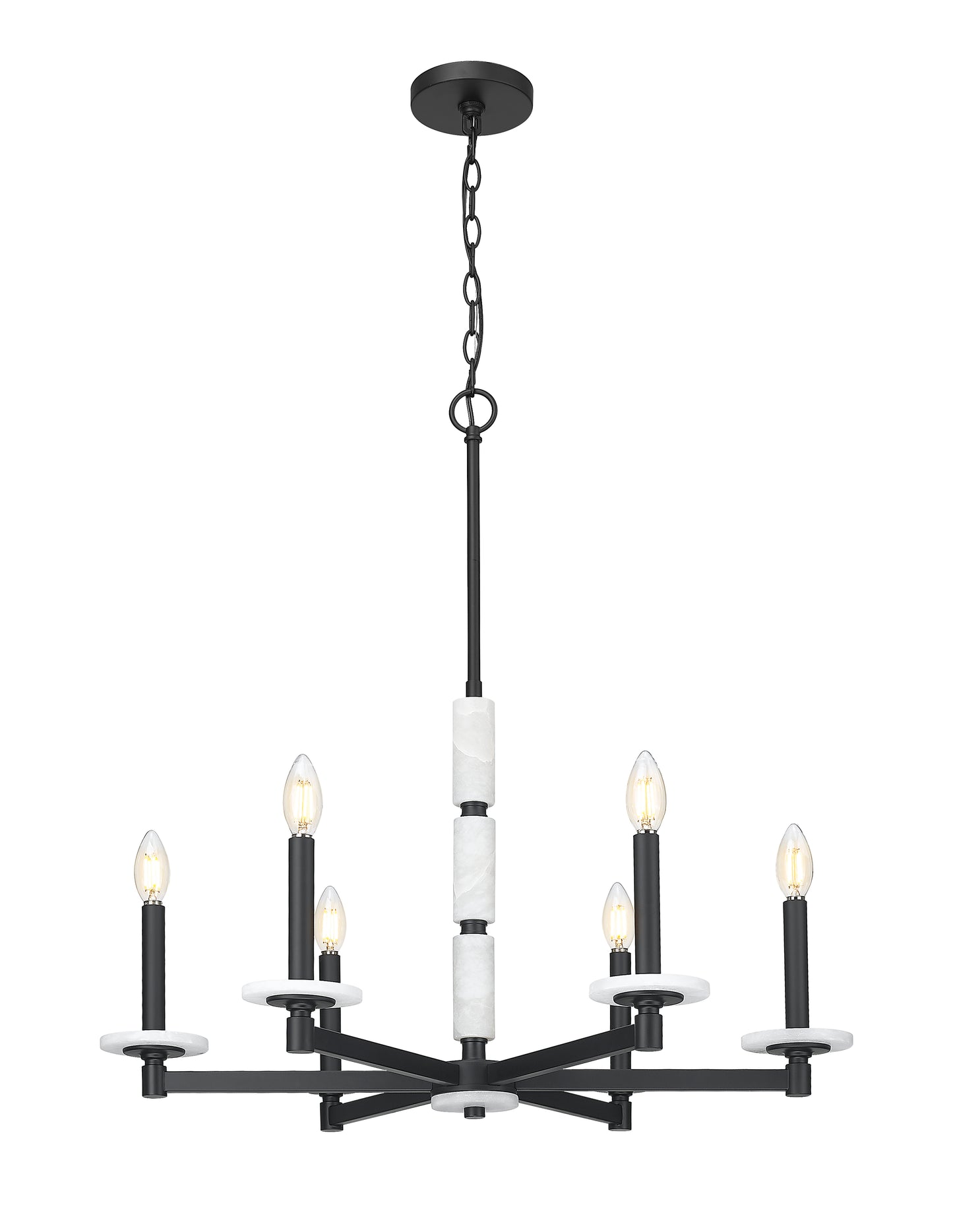 3045-6MB - Kaden 6 Light 28" Chandelier - Matte Black