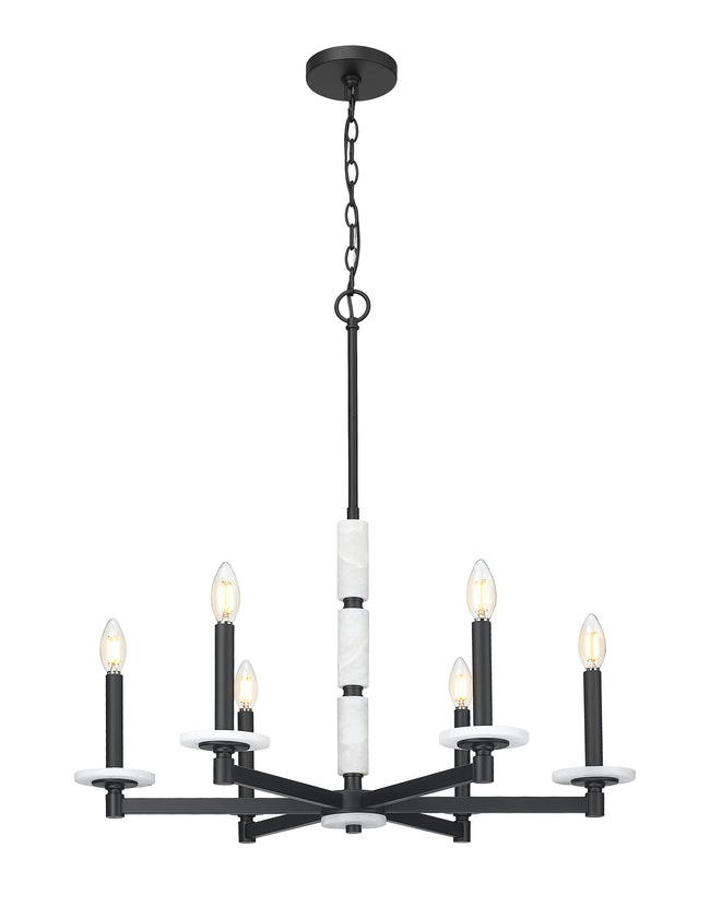 3045-6MB - Kaden 6 Light 28" Chandelier - Matte Black