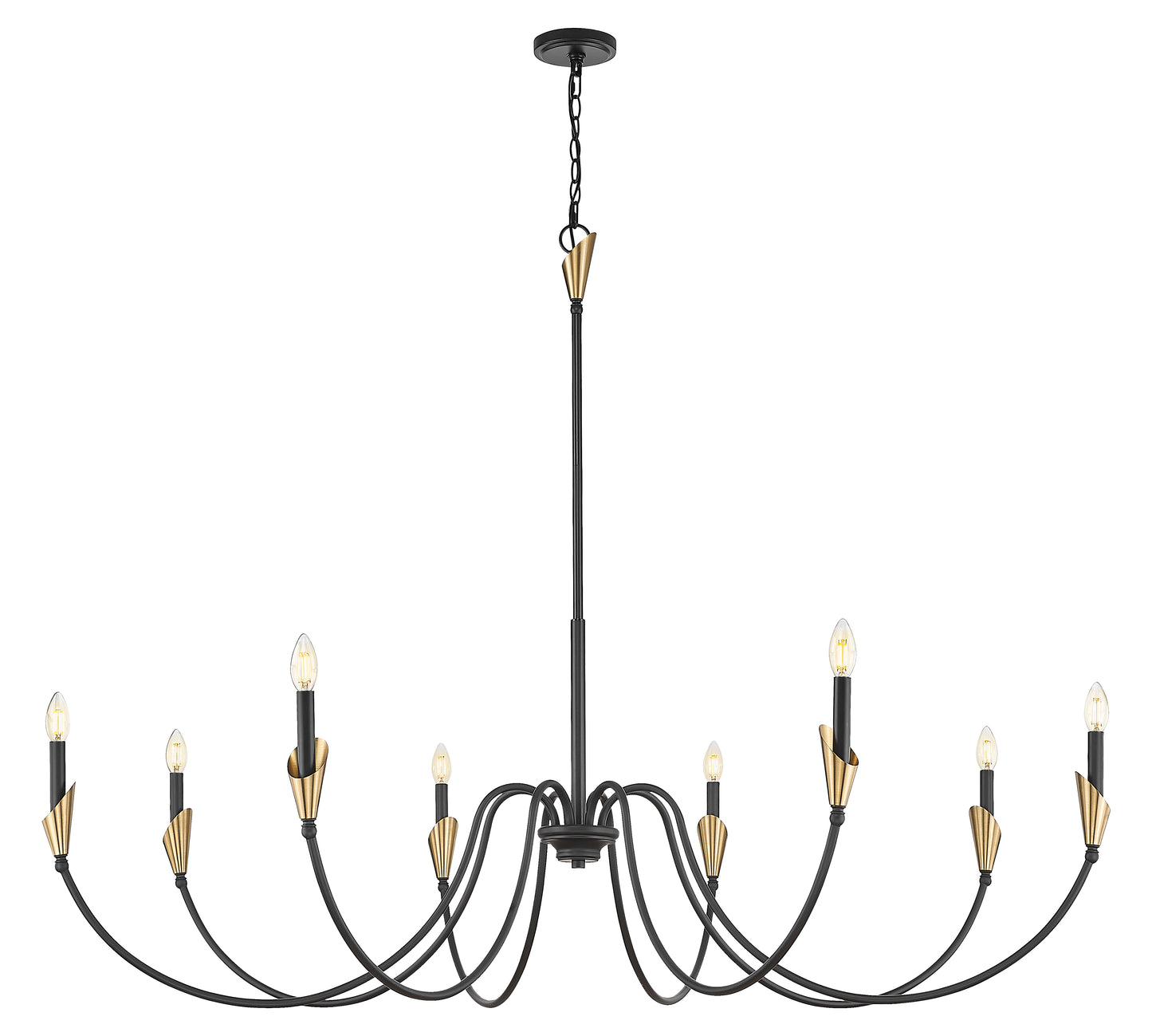4014-65MB-MGLD - Claudelle 8 Light 65" Chandelier - Matte Black / Modern Gold