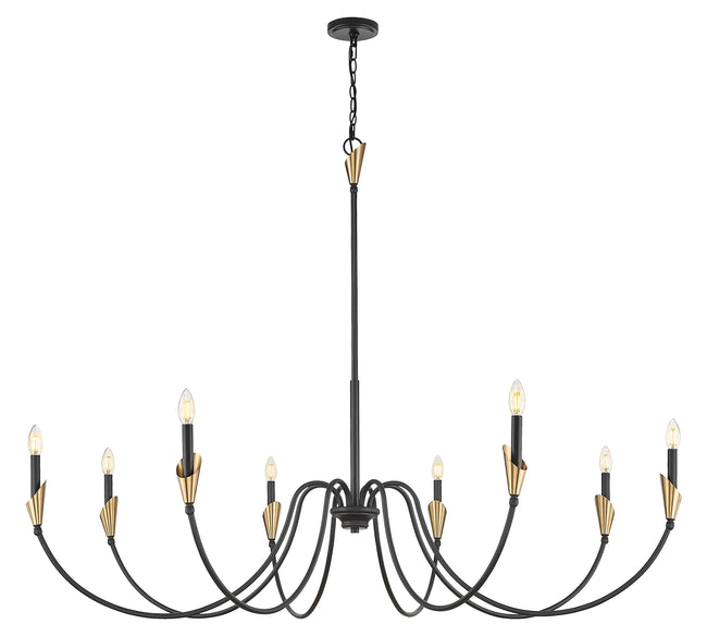 4014-65MB-MGLD - Claudelle 8 Light 65" Chandelier - Matte Black / Modern Gold