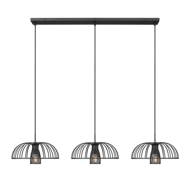 623P16-3L-MB - Valencia 3 Light Linear 56" Chandelier - Matte Black