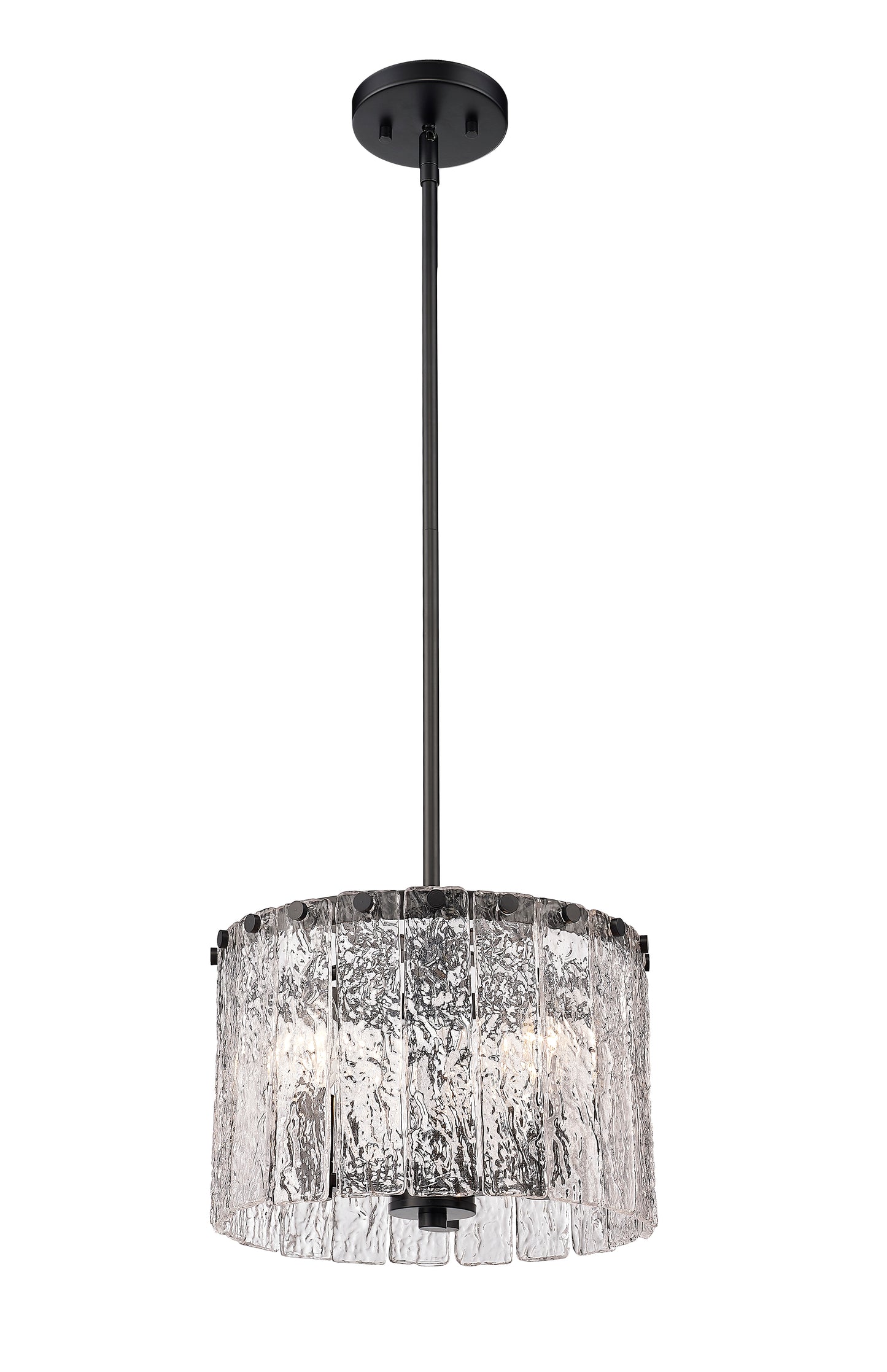 1943P12-MB - Glacier 3 Light 12" Pendant - Matte Black