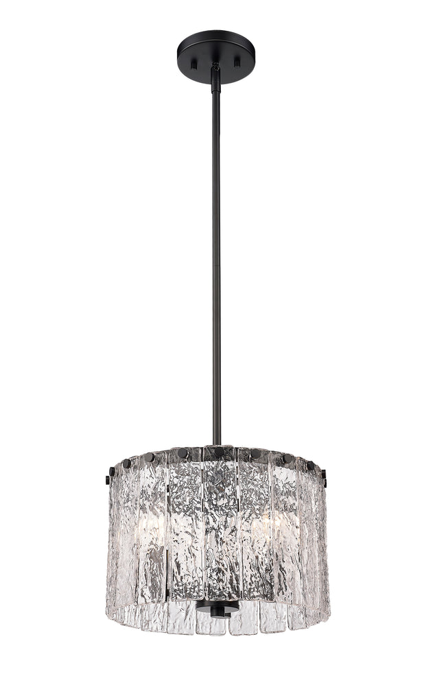 1943P12-MB - Glacier 3 Light 12" Pendant - Matte Black