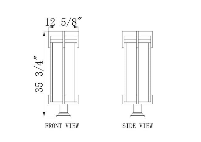 5031PHXLR-533PM-BK - Fortis 3 Light Outdoor Pier Mounted 36" Fixture - Sand Black