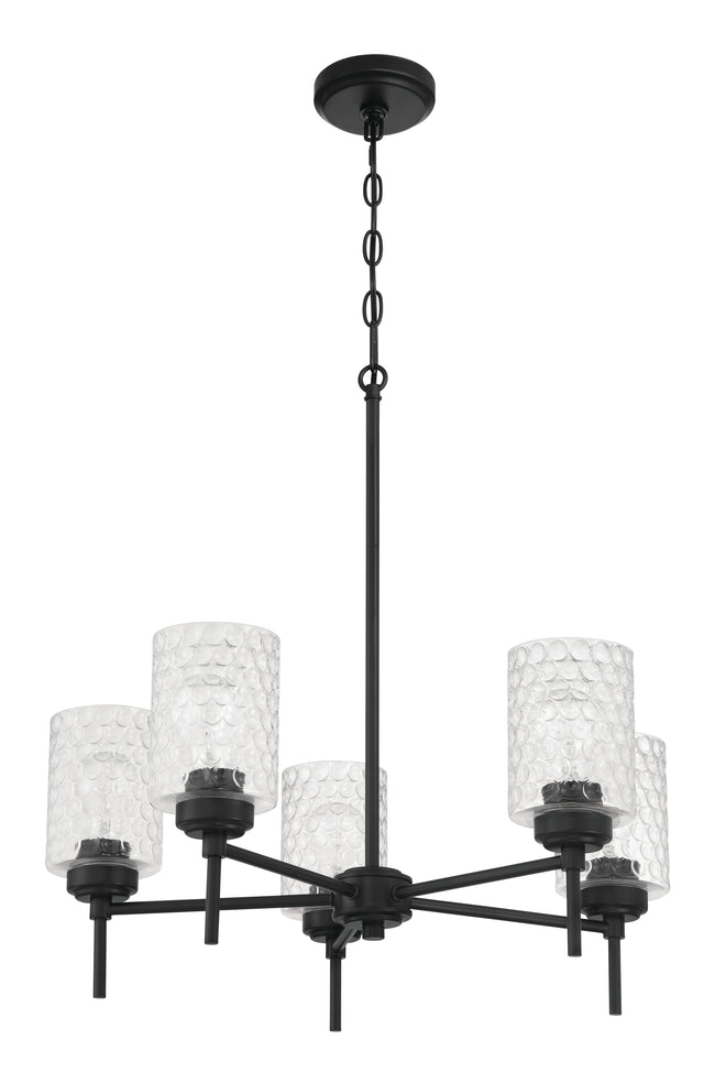60525-FB - Claire 5 Light 24" Wide Chandelier - Flat Black