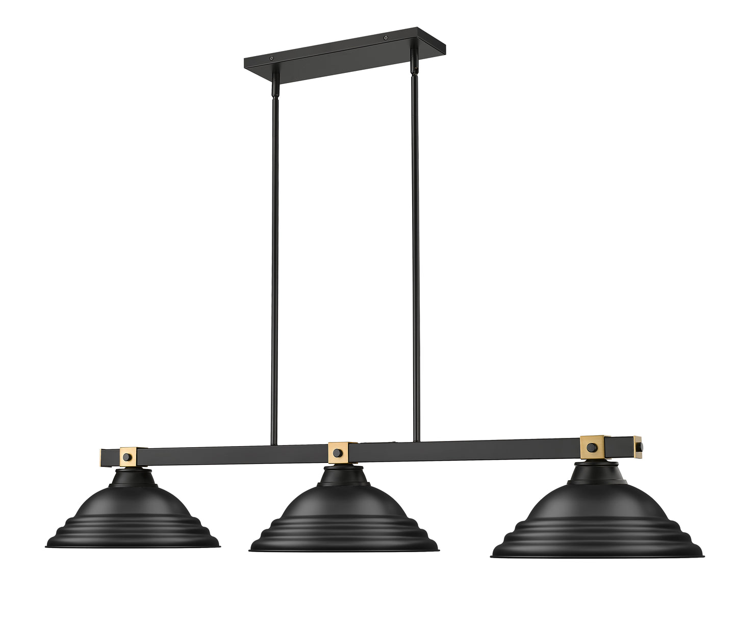 1955-3MB-RB-SMB - Bronte 3 Light 55" Billiard - Matte Black / Rubbed Brass