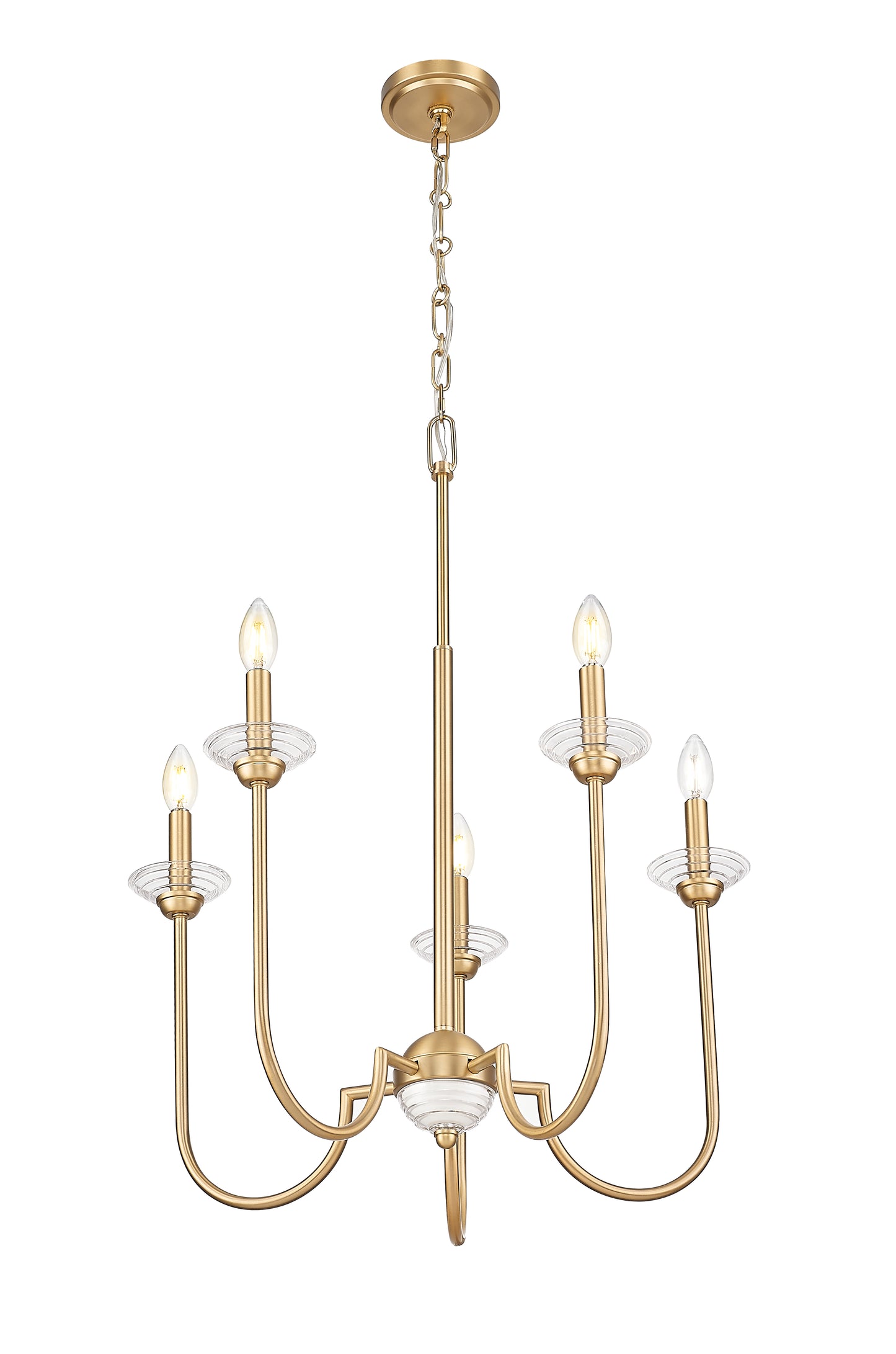 352-5MGLD - Allistair 5 Light 24" Chandelier - Modern Gold