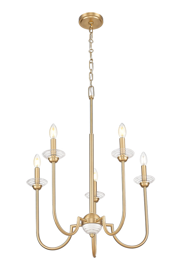 352-5MGLD - Allistair 5 Light 24" Chandelier - Modern Gold
